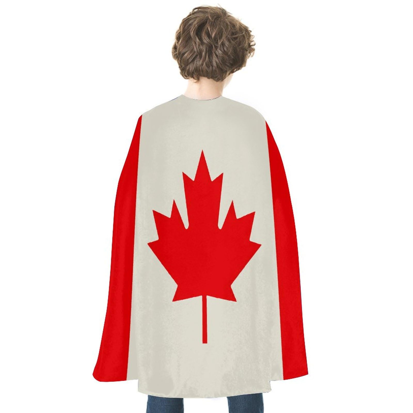 Nwghm Unisex Red Retro Canada Flag Pattern Cape For Halloween Costume Adult Cape Reversible Cloak Halloween Capes For Party