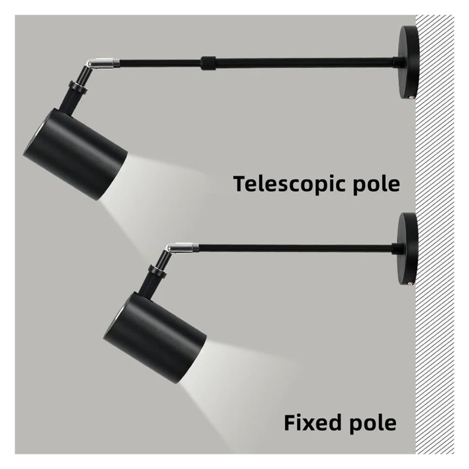 Supporto Braccio Per Faretti A Parete - 30 Cm, Acciaio Nero, Per Illuminazione Esterna