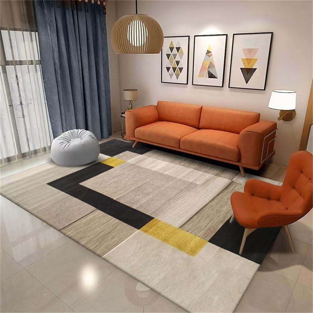 Tapis de salon unicolore durable et résistant au design minimaliste moderne