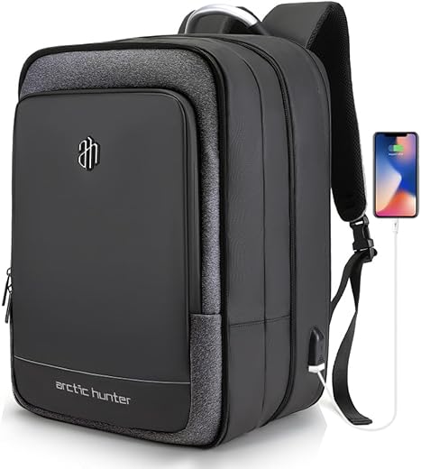 Walkent ARCTIC HUNTER Premium 17 inch Laptop Bag | Expandable | Waterproof | External USB | Anti-Theft Backpack for Office, College, Men, Women -…