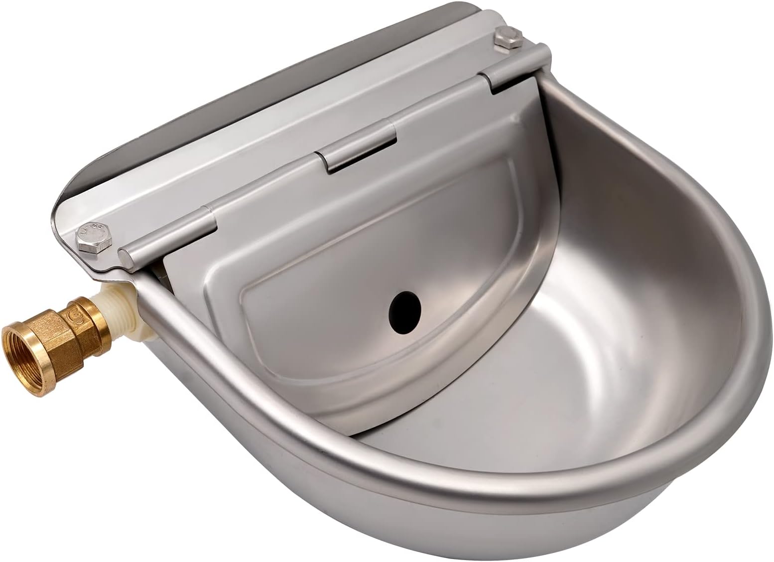 farm & ranch Stainless Steel Drinker with Connector, Automatic Drinker with Adjustable Float Valve for Horse Dog Cattle Caprino Sheep Pig Cattle