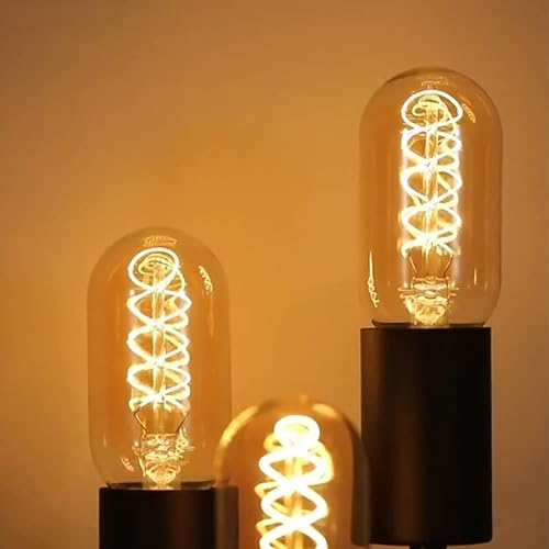 Miniatura 9 de Bombilla LED vintage de filamento espiral T14, base E26, equivalente a 4 W, blanco cálido de 40 W, 2200 K, regulable, AC120 V, 400 lm, vidrio ámbar,