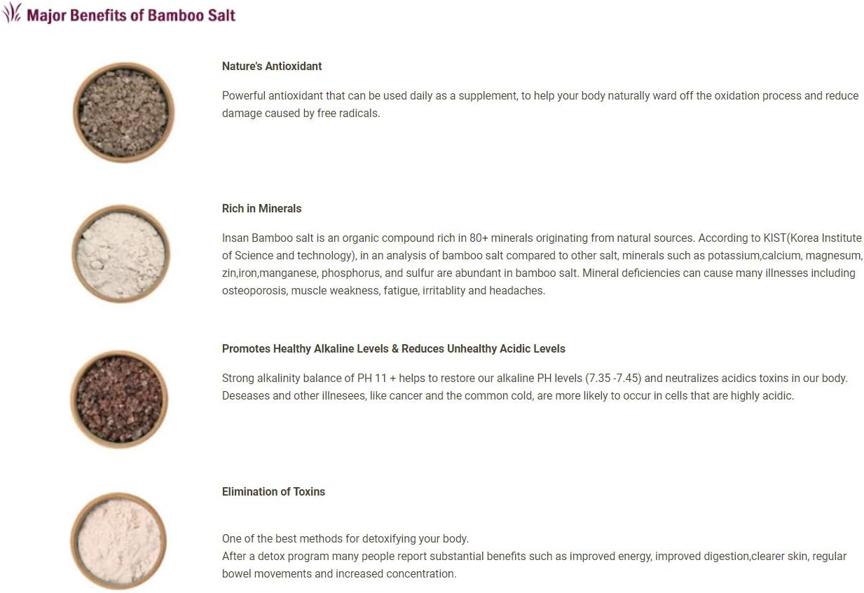 3 Times Roasted Insan Bamboo Salt (Granule) 250g 3회 죽염 : Grocery & Gourmet Food