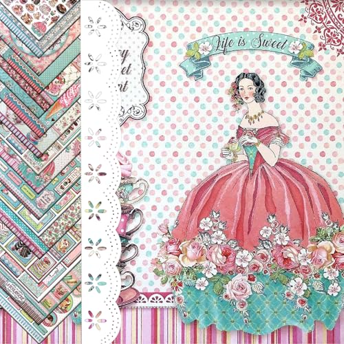 KASESSS 32 Hojas Postres Papel Scrapbooking, 20x20cm Papel Decoupage, Scrapbooking Materiales, Papels Decorativo para Manualidades, Vintage Decoración para DIY Manualidad Álbumes Recortes Fotos Álbum