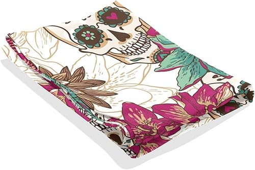 Miniatura 2 de Tapiz de flores de calavera para el día de los muertos, divertido esqueleto humano, púrpura, arte floral para colgar para dormitorio, sala de estar