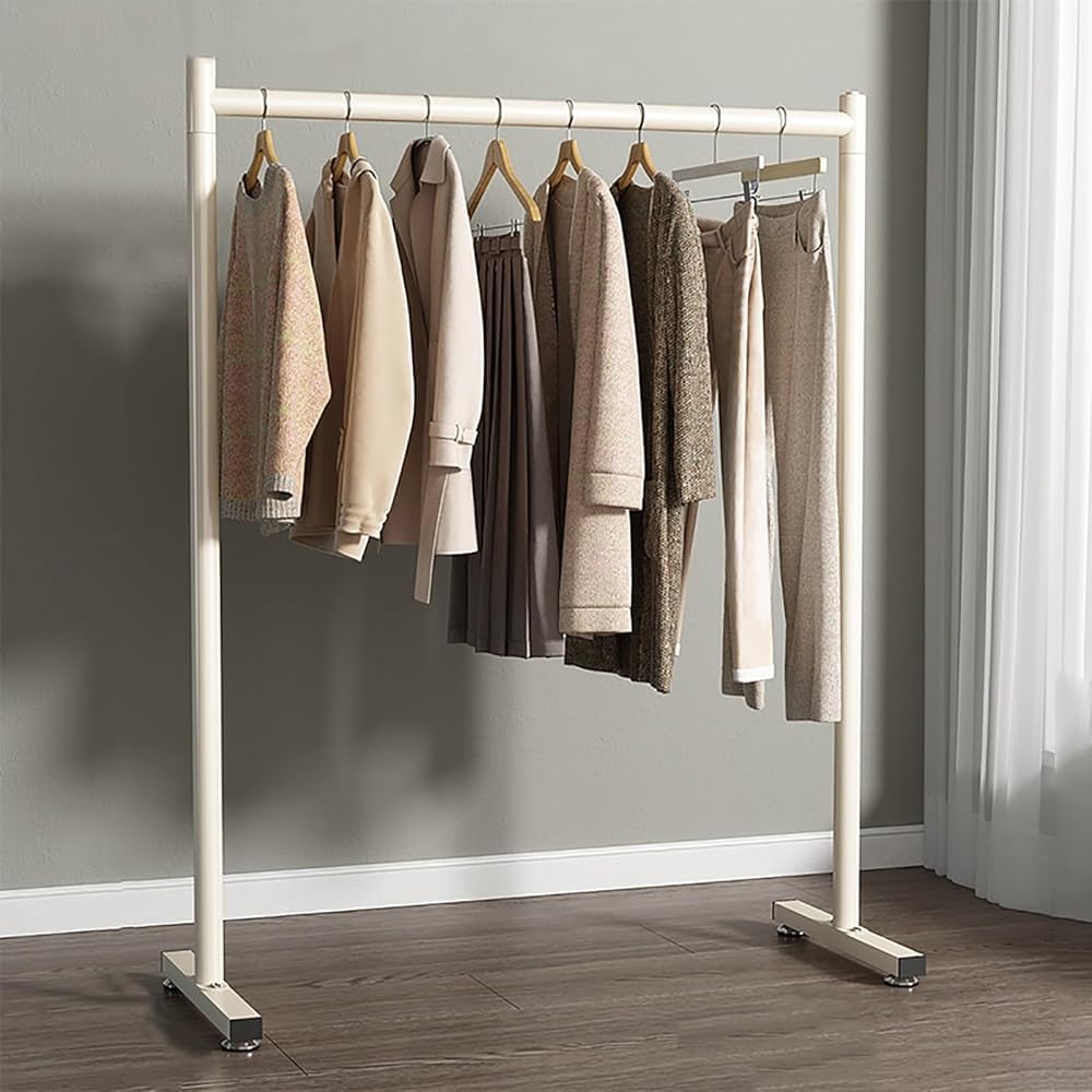Freestanding Metal Garment Rack, Heavy Duty Clothes Rack with Hanging Rail and Leveling Feet for Bedroom, Entryway and Retail Display(Size:80cm,Color:White)