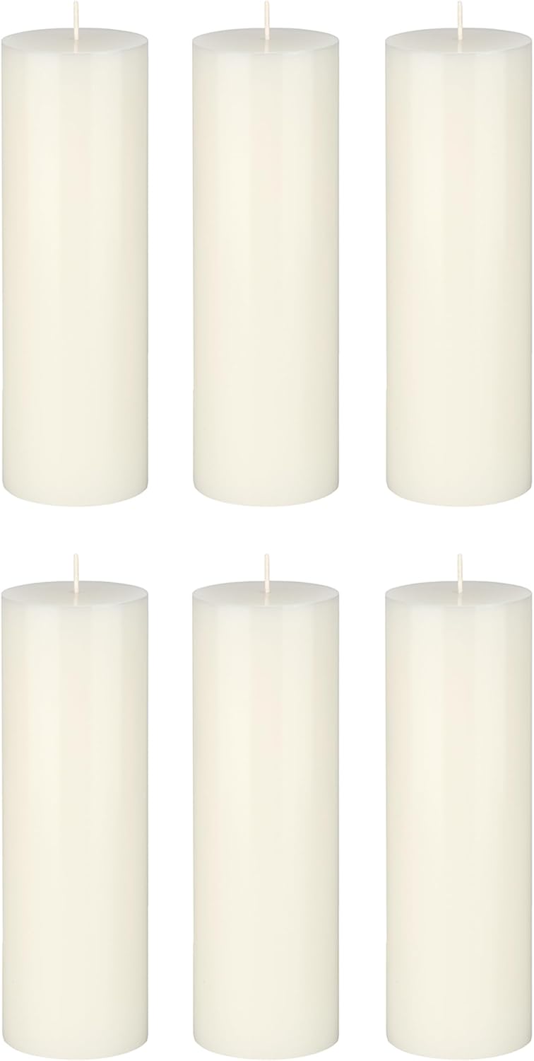 Mega Candles 3 pcs Unscented Solid Ivory Pillar Candles, Hand Poured Premium Wax Candle 3 Inch x 9 Inch, Home Décor, Spas, Weddings, Occasions, Party, Centerpieces, Holidays, Vigils, Prayers