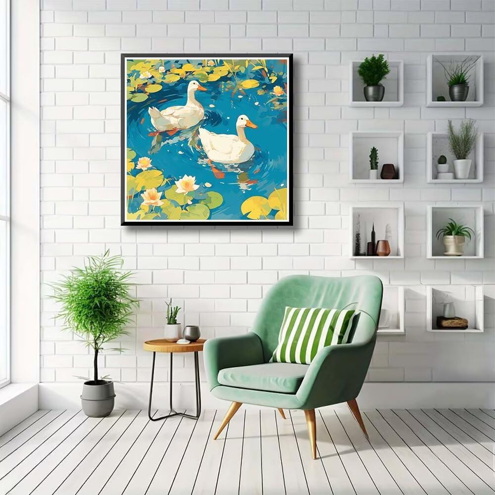 Amazon.co.jp: ダイヤモンドアート アヒル 40x40cm 丸型 いビーズ