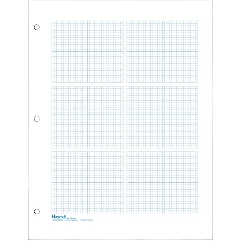 Geyer Instructional Products - 6 Grid Graph Paper, 1/8" Squares and Accentuated Axes, Double Sided, Blue Lined, 500 Sheet Ream, Three Hole Punched Cover