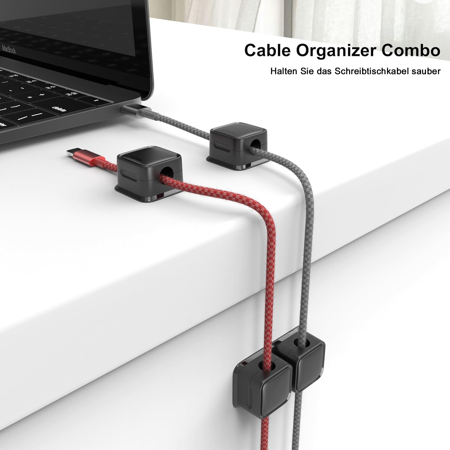 smofish Kabelhalter Kabelclips Kabel Management, 6 Pack 10-Slot Magnetische Schreibtisch Kabel Organizer, Stark Haftende Draht Ladegerät Halter Geschenk für Nachttisch, Küchengeräte（schwarz）