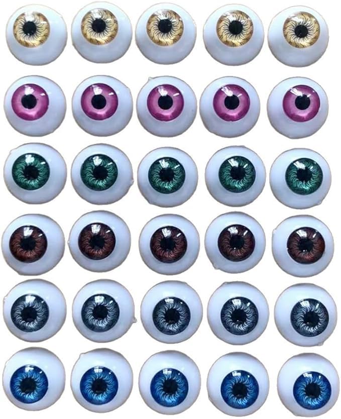 24 Pack Halloween Eyeballs Plastic Half Eyeballs Fake Scary Eyes Halloween Decor Props Spooky Horror Eyeball Decorations for Trick or Treat Party Cosplay DIY Crafts Doll Making School Projects