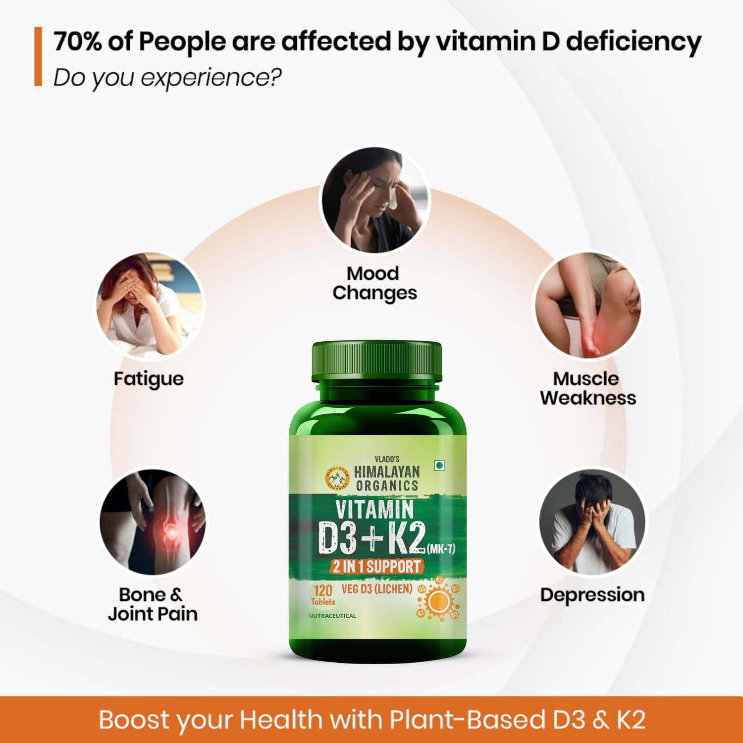 Vlado’s Himalayan Organics Vitamin D3 K2 Supplement I 100% Veg D3 - Lichen Sourced -600 IU Vitamin D3 + 55 mcg K2 (MK7) - Stronger Bones, Immunity & Calcium Absorption - D3 Supplement for men & women - 120 tablets — Amazon image 6