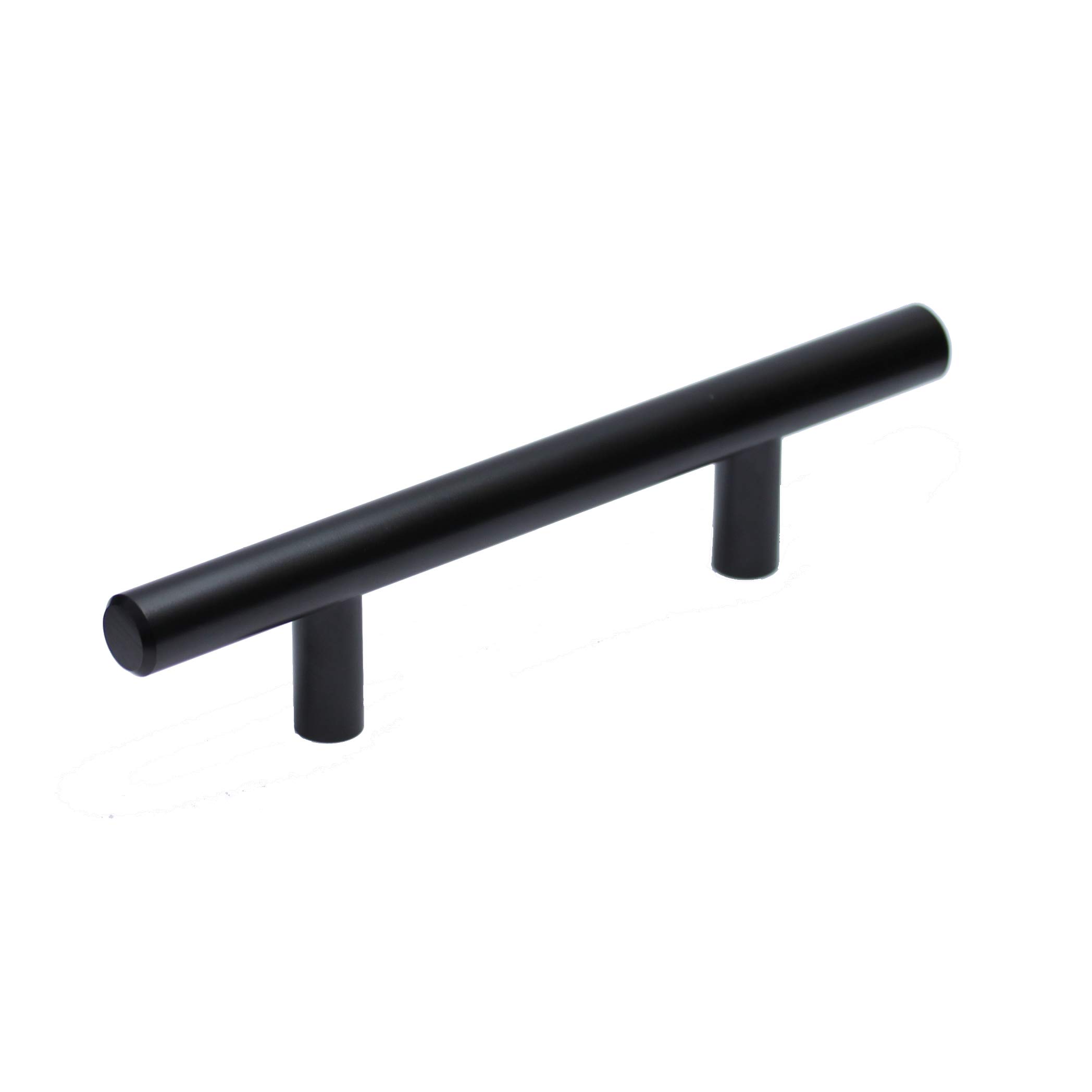 Hamilton Bowes Matte Black Cabinet Hardware Euro Style Bar Handle Pull - 3" Hole Centers - 5-3/4" Overall Length