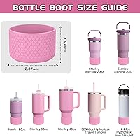 Vista 107 de WUQID Heart Shaped Texture Silicone Boot Compatible with Stanle Quencher H2.0 IceFlow Flip 20oz 30oz 40oz,Hydroo Flask 12-24oz