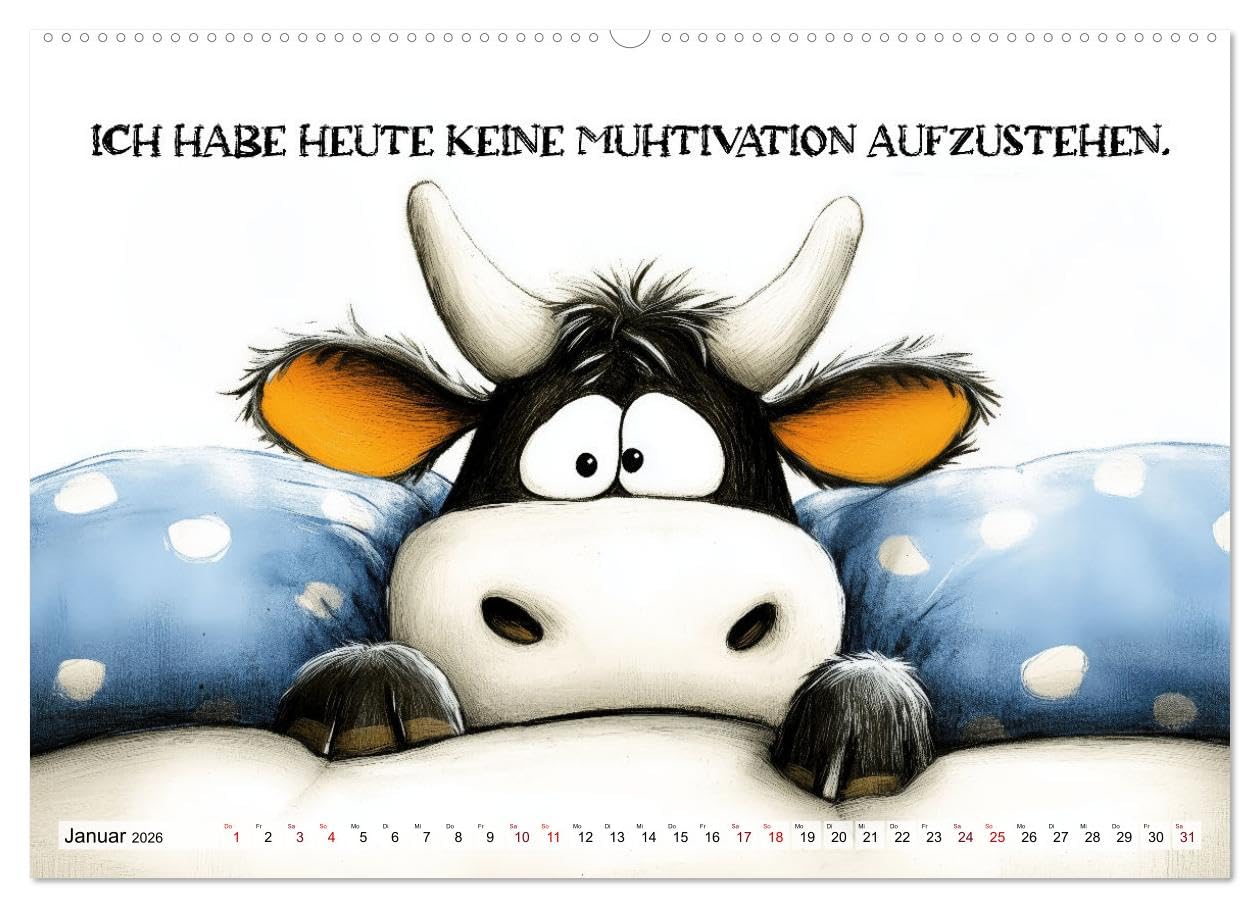 Kuhle Sprüche (hochwertiger Premium Wandkalender 2026 DIN A2 quer), Kunstdruck in Hochglanz: Humor rund um Rindvieh, Kuh und Stier (CALVENDO Spass)