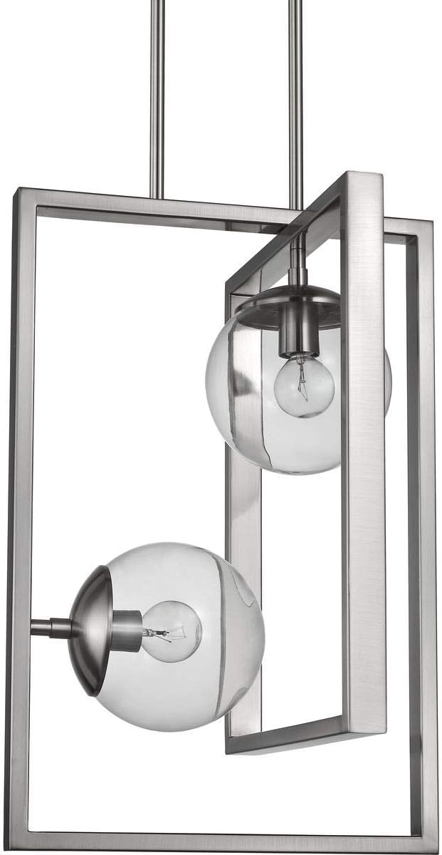 Progress Lighting Atwell Collection 2-Light Clear Glass Luxe Pendant Light Brushed Nickel