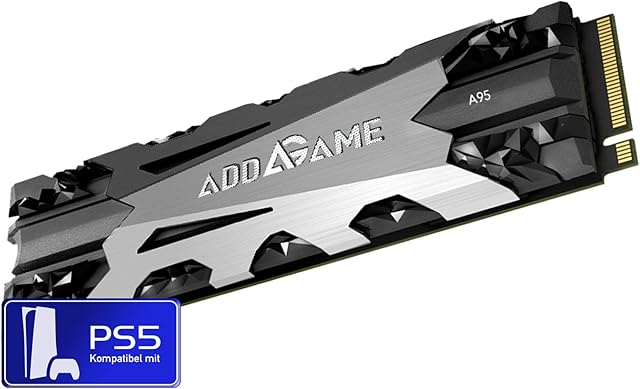 addlink Addgame PS5 Compatible A95 1TB Up to 7200 MB/s Read Speed Internal Solid State Drive - M.2 2280 PCIe NVMe 1.4 Gen4X4 3D TLC NAND SSD with Heatsink (aUK1TBA95M2P)