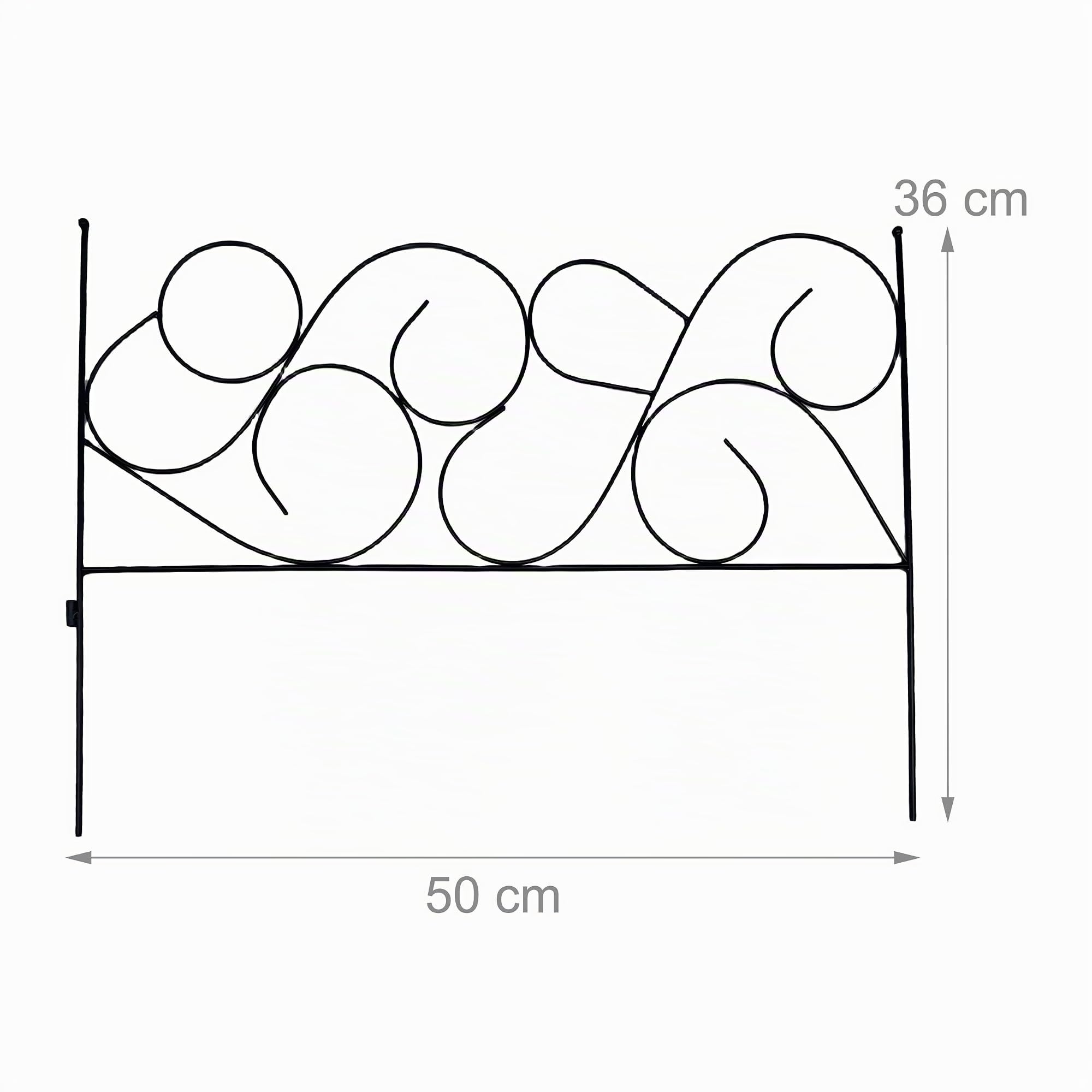 Relaxdays Clôture métal, 8 éléments modulaires Style Art Nouveau, H x L 36 x 400 cm, Bordure de Jardin à piquer, Noir