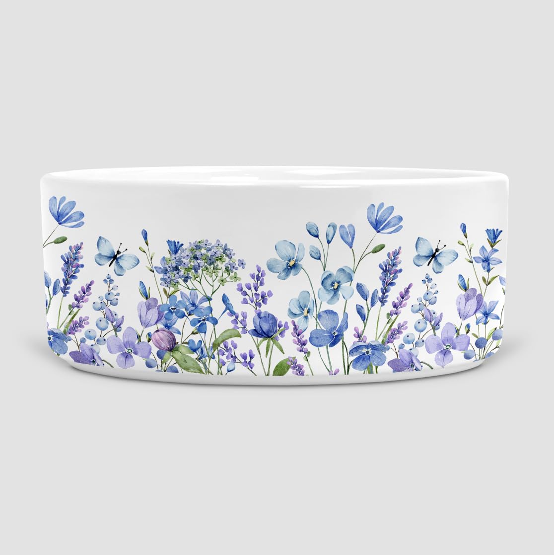 Dogvotion Lilac floral Dog Bowl, Ceramic, Available in medium and Large (Large)