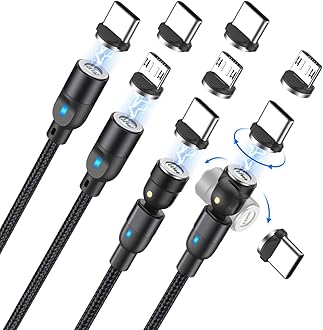 A.S Magnetic Charging Cable, 3-in-1 Magnetic Type C Cable Fast Charging Data Sync Magnet Cable Magnet Phone Charger for Micro USB, USB C, i-Product Smartphones(3.3ft/3.3ft/6.6ft/6.6ft,Black)