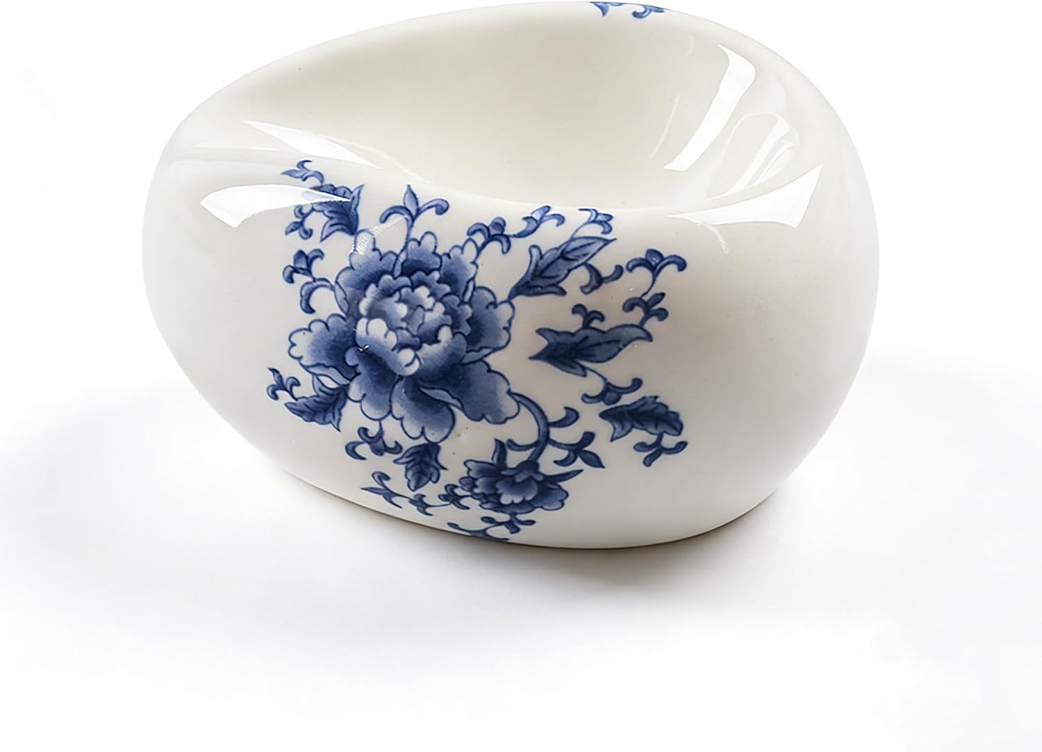 Ceramic Pipe Stand, Portable Oval Tobacco Pipe Rest, Desktop Display Rack Holder Base, Men's Smoking Accessory for Home Office Collection (Blue and White Porcelain)