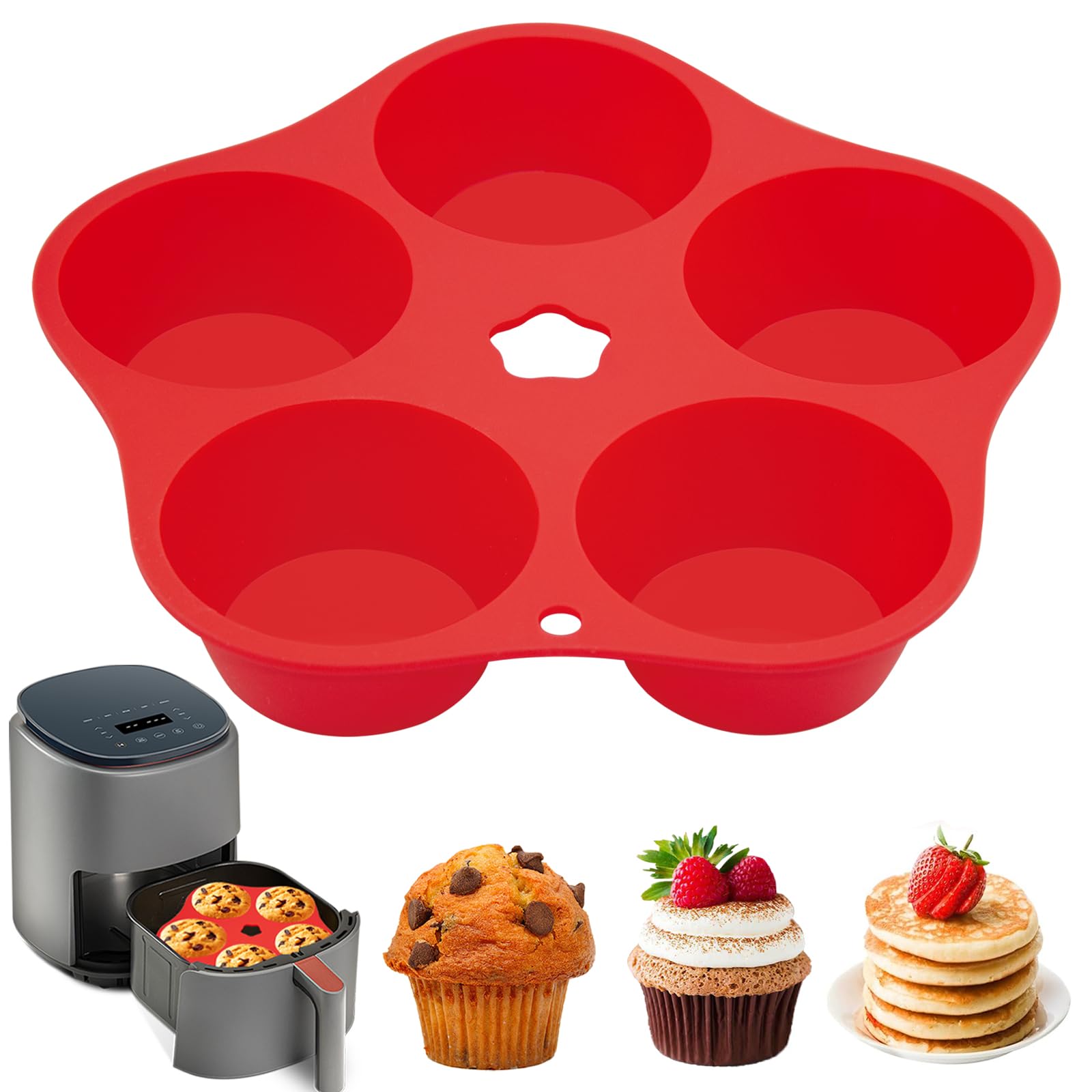 BMSQOFD 1 PCS Air Fryer Muffin Pan Egg Bite Round Silicone Mold for Oven Baking,Muffin Tins Cake Cups Tray for Air Fryer Liners Basket Instant Pot Accessories Baking Muffin Pancake TA-P01