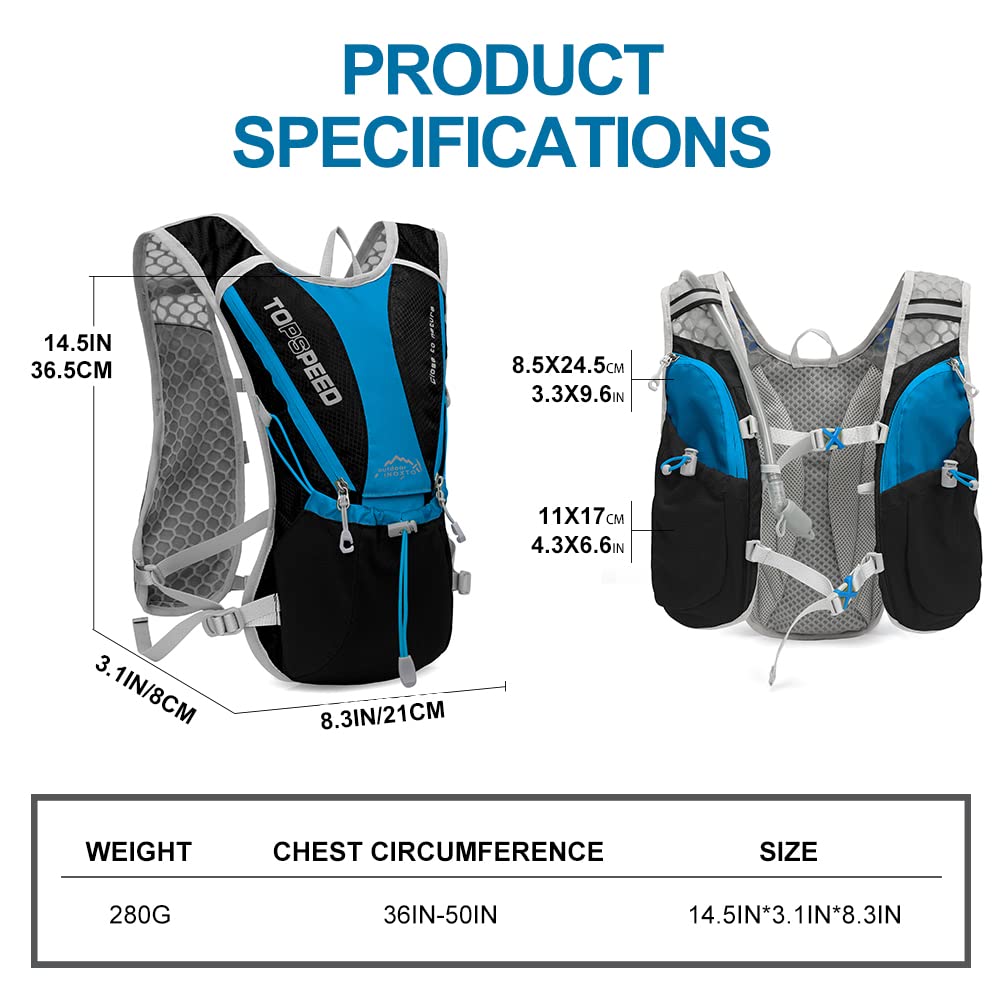 IX INOXTO - Mochila de hidratación para correr, chaleco de hidratación con bolsa de agua de 1.5 L (50 onzas) para hombres y mujeres, mochila de agua ligera para senderismo, ciclismo, escalada,