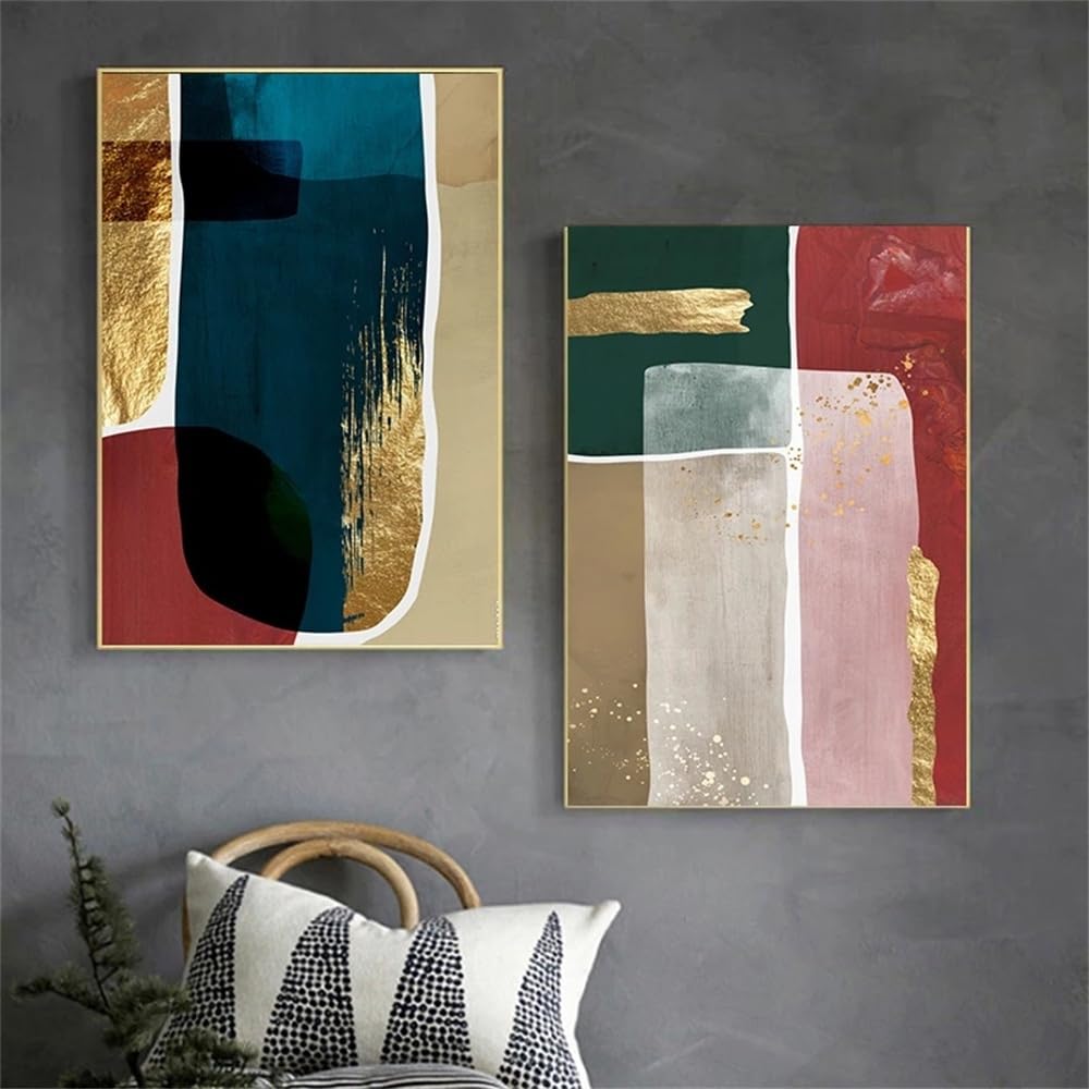 WUHBCZ Pictures,Abstract Nordic Line Canvas Poster Prints Wall Art Picture For Living Room Canvas Painting Modern Colorful Geometry Office Home Decor-40 * 60cm*2PCS (No Frame)