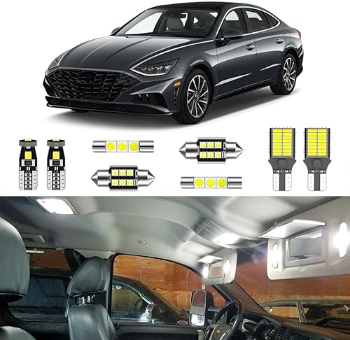 Paquete de 10 luces LED interiores blancas superbrillantes para Hyundai Sonata 2011 2012 2013 2014 2015 2016 2017 2018 2019 2020 2021 + luces de