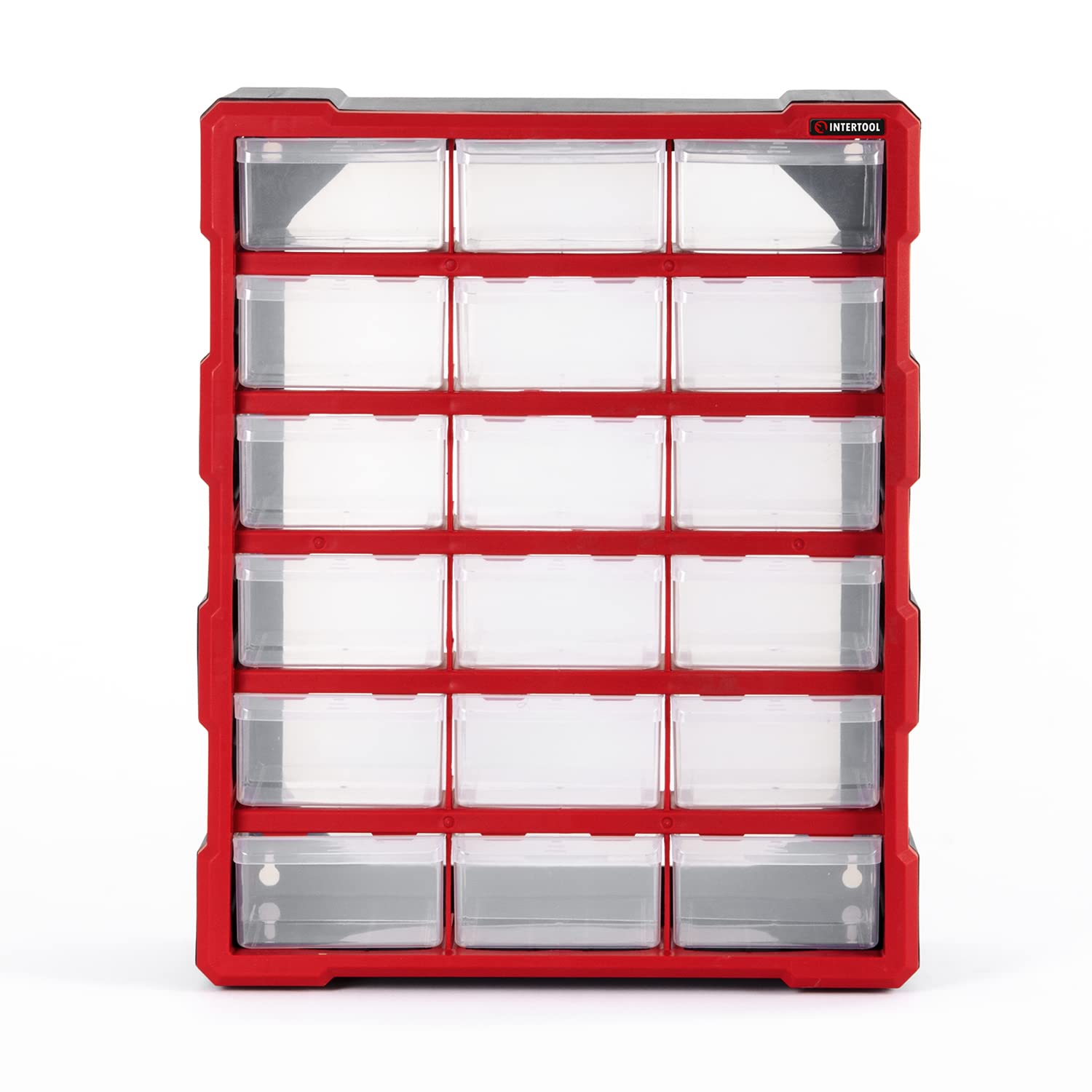 INTERTOOL Kleinteile-Organizer für Hardware und Schrauben, 18 herausnehmbare Behälter mit Trennwänden, Wandhalterung oder Schreibtisch-Bastel- und Lego-Aufbewahrungsschrank, 48,3 x 38,1 x 17,8 cm