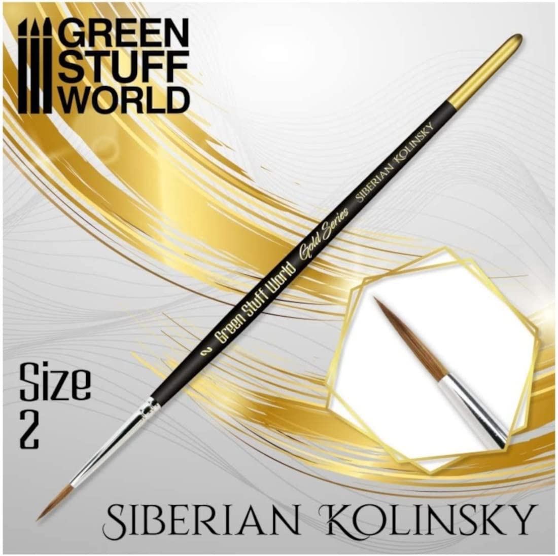 Green Stuff World per modelli e miniature Gold Series Siberian Kolinsky Brush - Misura 2 (2359)