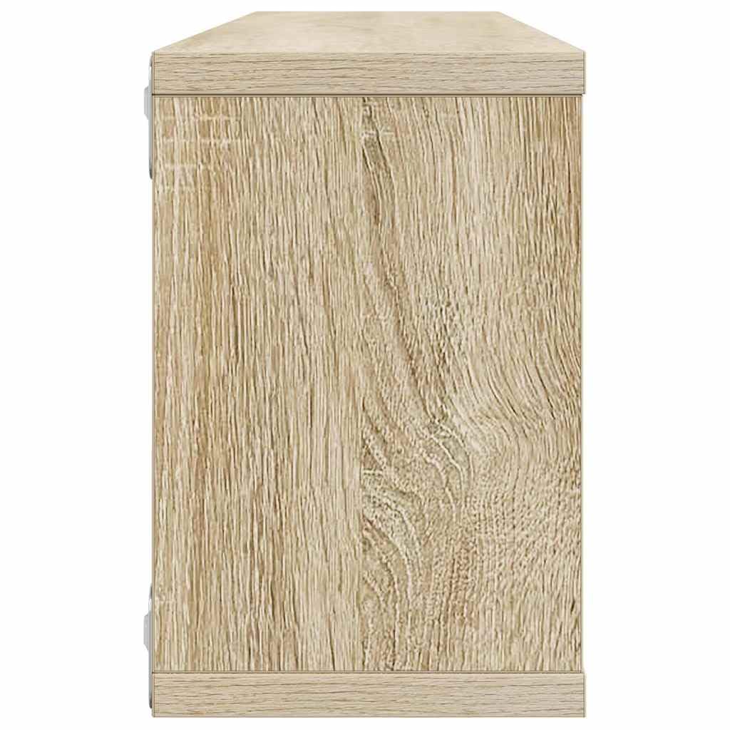 Juego de 6 estantes de pared de roble Sonoma, material de madera, 60 x 15 x 23 cm, almacenamiento decorativo para salón, cocina, baño, dormitorio, oficina, organizador de espacio de