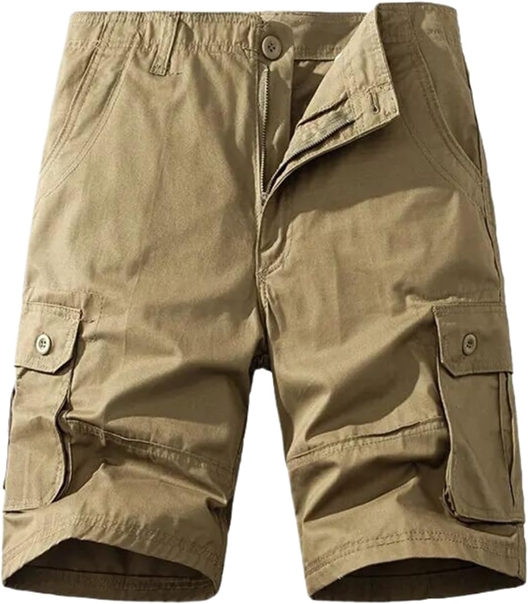 Summer Cotton Casual Shorts Men Multi Pocket Cargo Shorts Mens Jogging Knee Length Pants