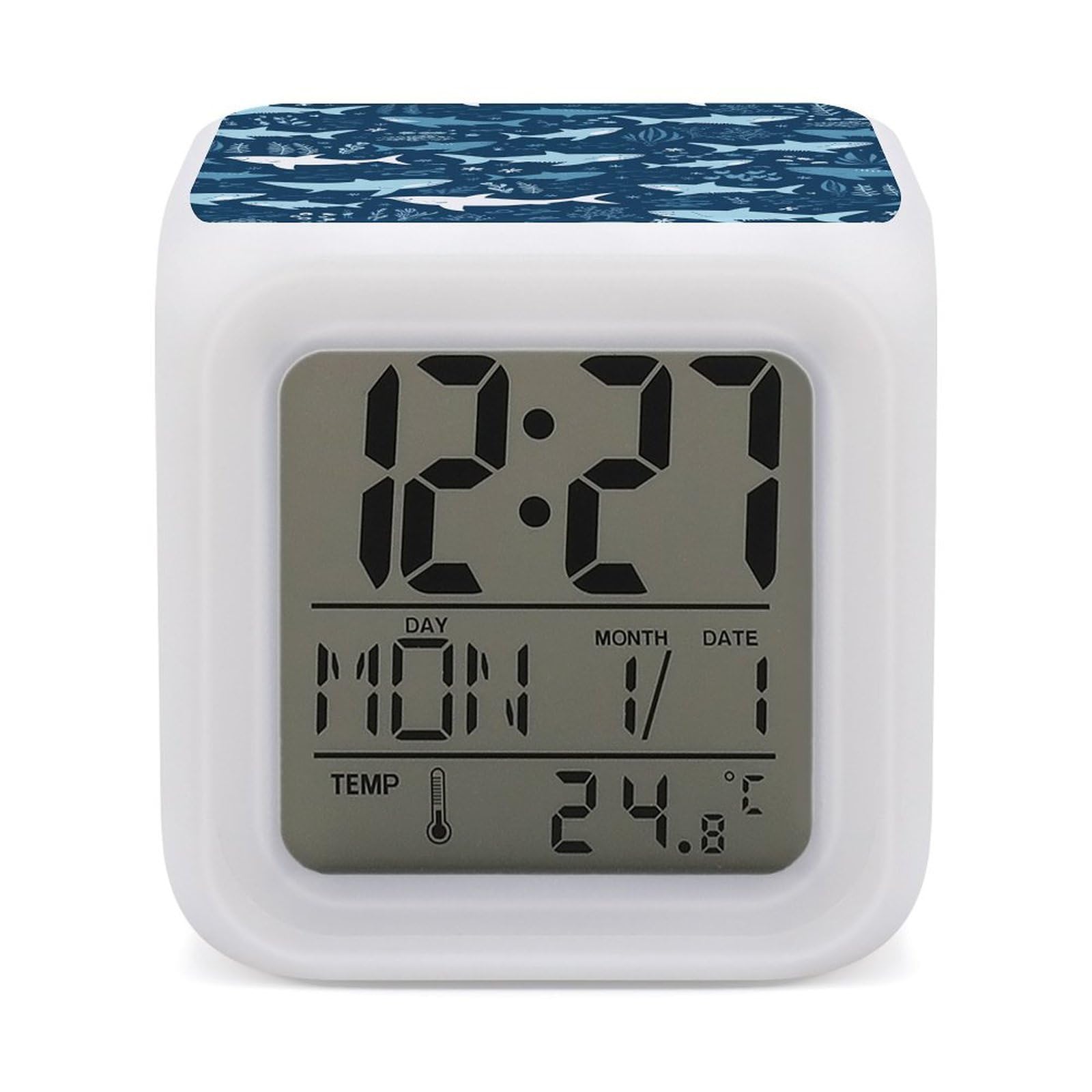 VstaDank Sharksm Alarm Clock Alarm Clock with 7 Color Changing Digital Clocks for Bedrooms Sleep Training Clocks with Large Display for Office Kitchen Living Room