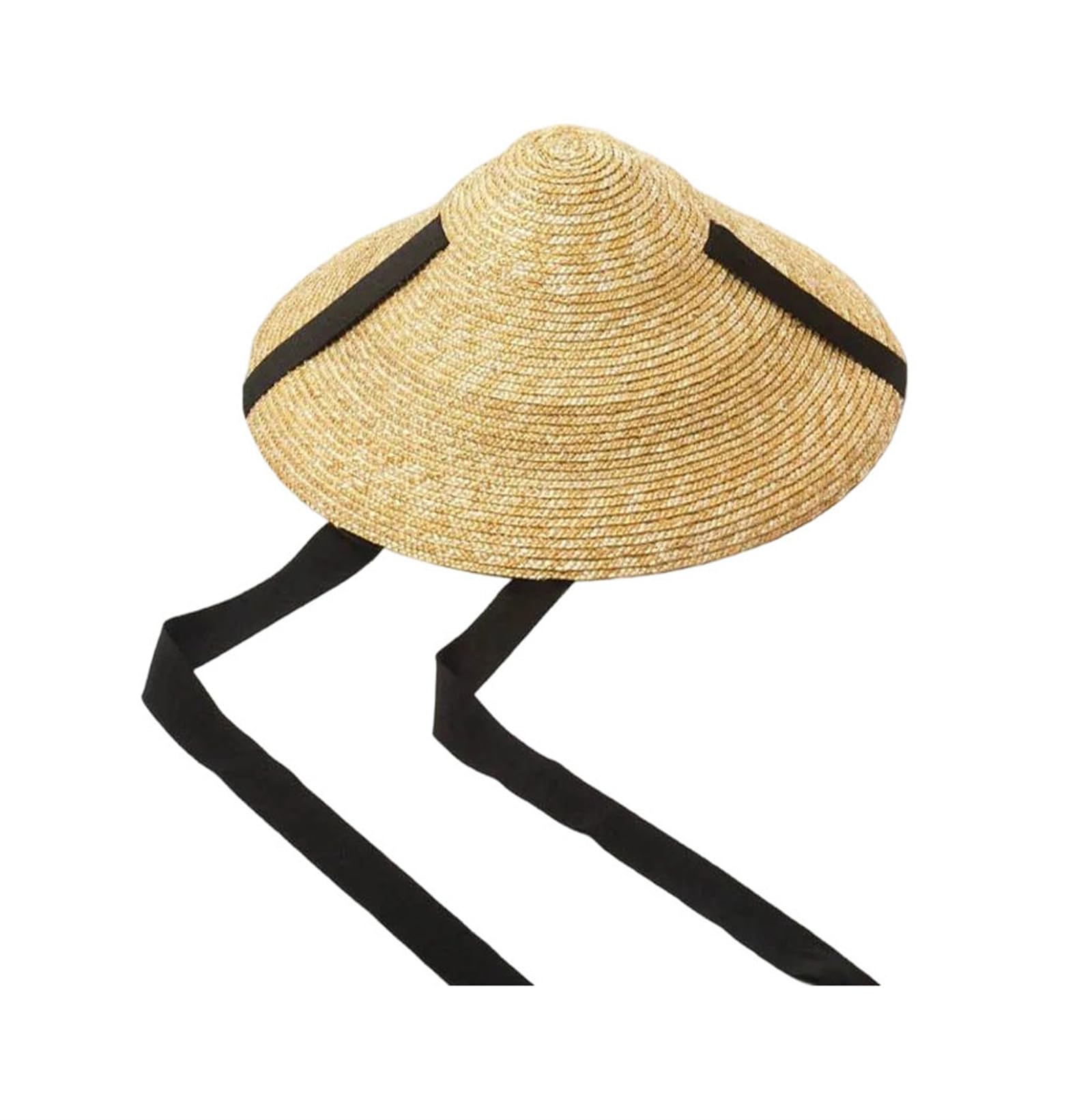Sombrero de verano para mujer y hombre, sombrero de paja para el sol, ala grande, negro, banda cóncava, gorra de playa