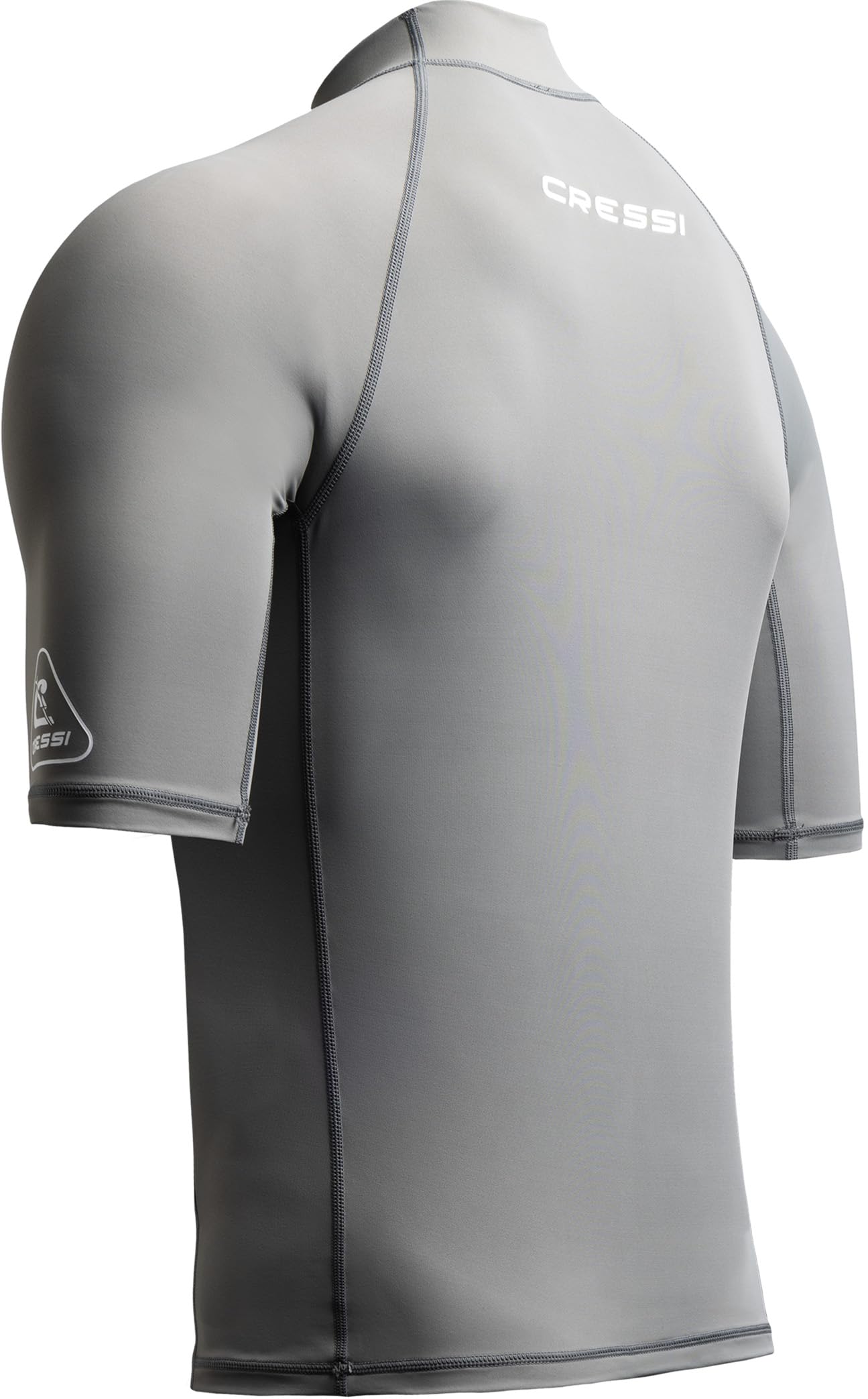 CRESSI since 1946 - Sentinel Man - Short Sleeve Rash Guard UPF 50+ Sun Protection Quick Dry Swimming, Surfing, Diving, Fishing, Beach, Pool and Water Sports - Grey/White - L/4 - Men's