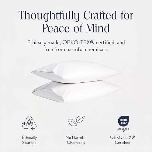 Miniatura 4 de Brooklinen Juego de 2 fundas de almohada de satén de lujo, tamaño King, color blanco, 100% algodón de fibra larga con cierre de sobre