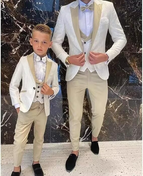 SAROULU Mens Jacquard Suit 3 Piece Formal Suits Prom Slim Fit Business Suit for Men Jacket Vest Pants Wedding Suit2