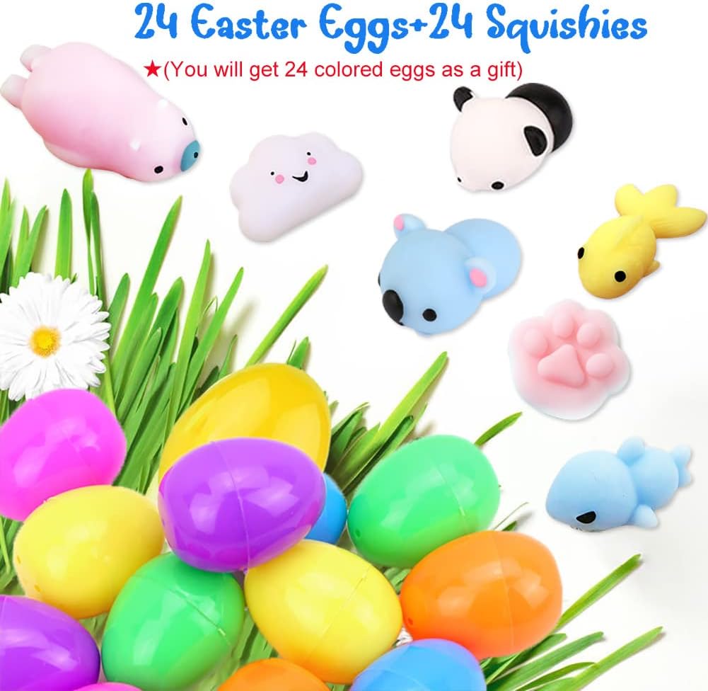 24Packs Mochi Squishy, Kawaii Stress Reliever Squishies Toys for Kids Animal Squihsy Party Favors, Easter Basket Stuffers, Goodie Bag, Birthday Gifts Classroom Prizes