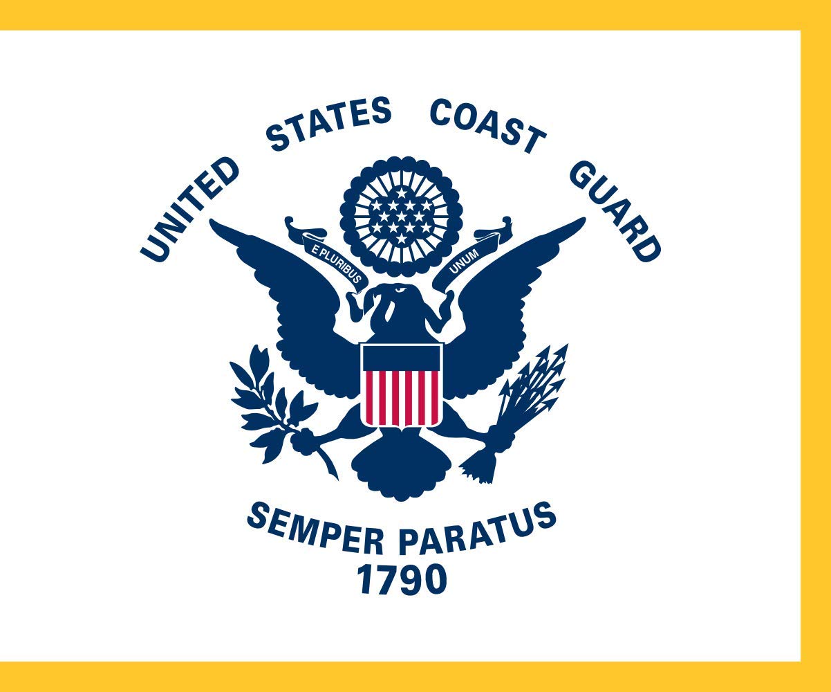 Drapeau United States Coast Guard grand format avec franges dorées