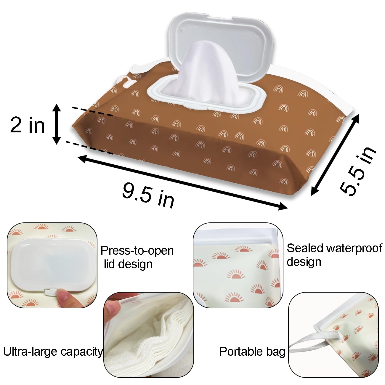 3 Pack Baby Wipes Dispenser,Baby Wipe Holder For Travel,Boho