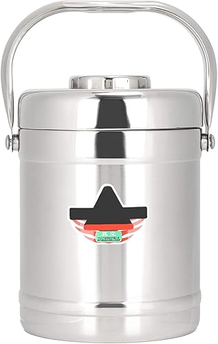 Tarro de alimentos aislado al vacío, 1,8 l, de forma recta, de doble pared, caja de almuerzo aislada al vacío, contenedor de alimentos calientes de