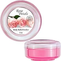 Vista 2 de R-NEU Polvo corporal para mujeres con borla de polvo, 100% libre de talco, elegante polvo perfumado de pétalos de rosa, después del baño para piel