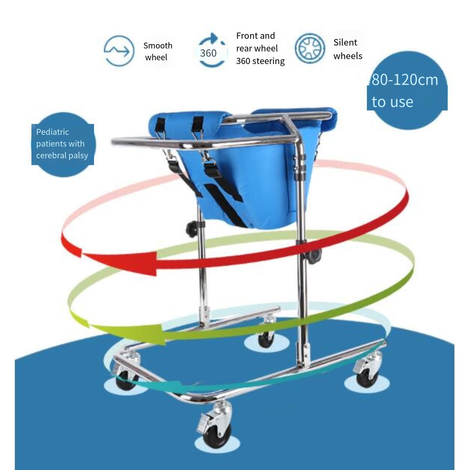 Rehabilitation Rollator Walkers Disabled,4 Walker with Wheels and seat Disabled Auxiliary,Foldable hemi Walker Equipment Rehabilitation Training Walking Aid,for Toddlers Teens with Special Needs