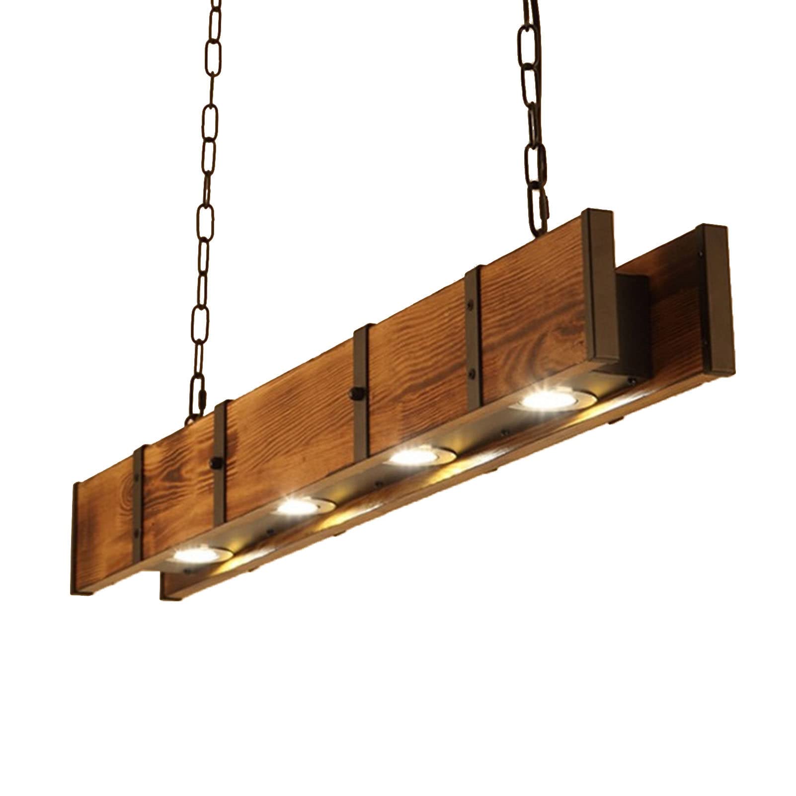 Suspension bois industrielle rustique luminaire îlot cuisine