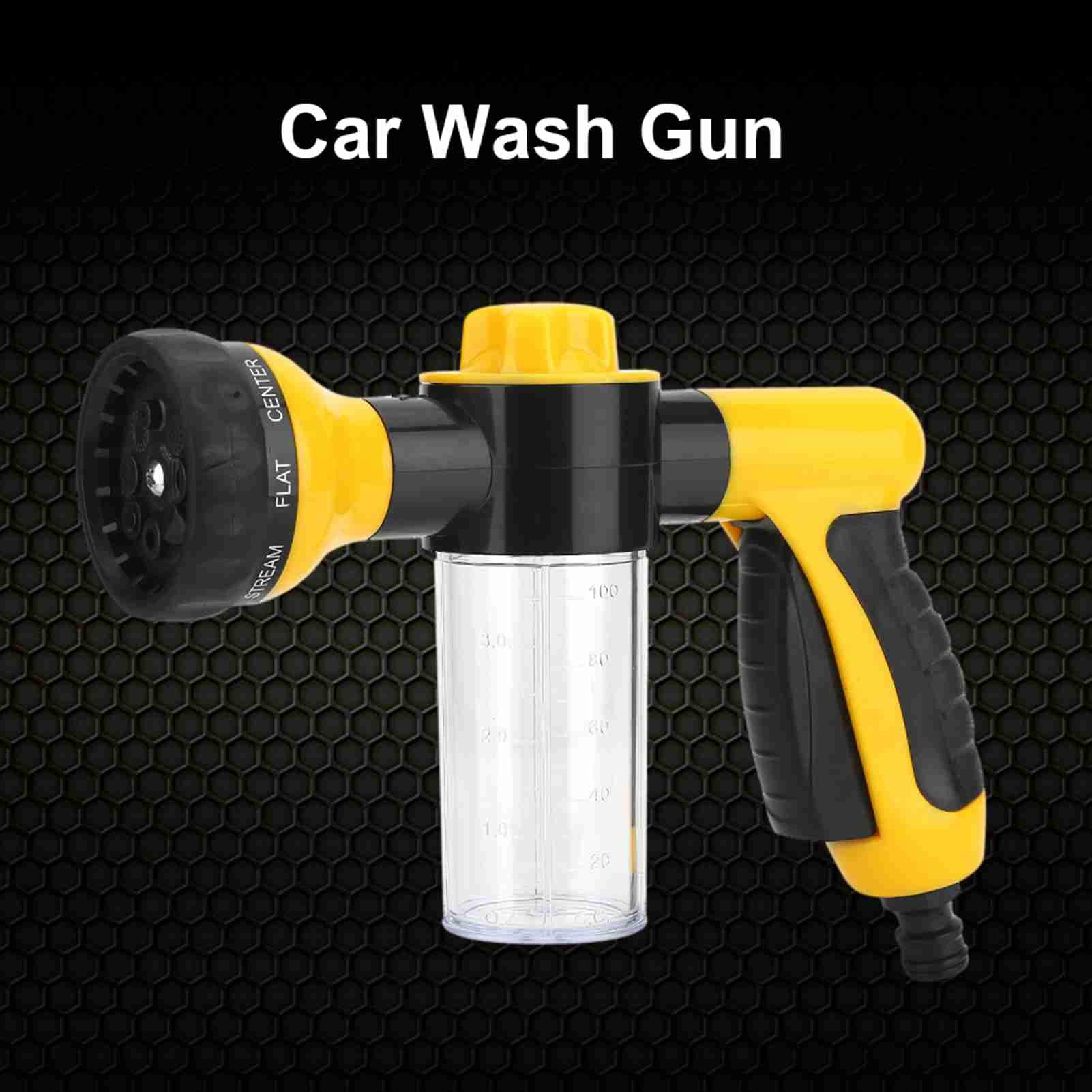 Car Wash Foam Gun, Car Wash Sprayer Pressure Washer Gun with Foam Cannon Bottle Soap Sprayer Bubble Cleaning Blaster for Lawn, Car Wash, Cleaning, Patio, Pet Bathing (Yellow)