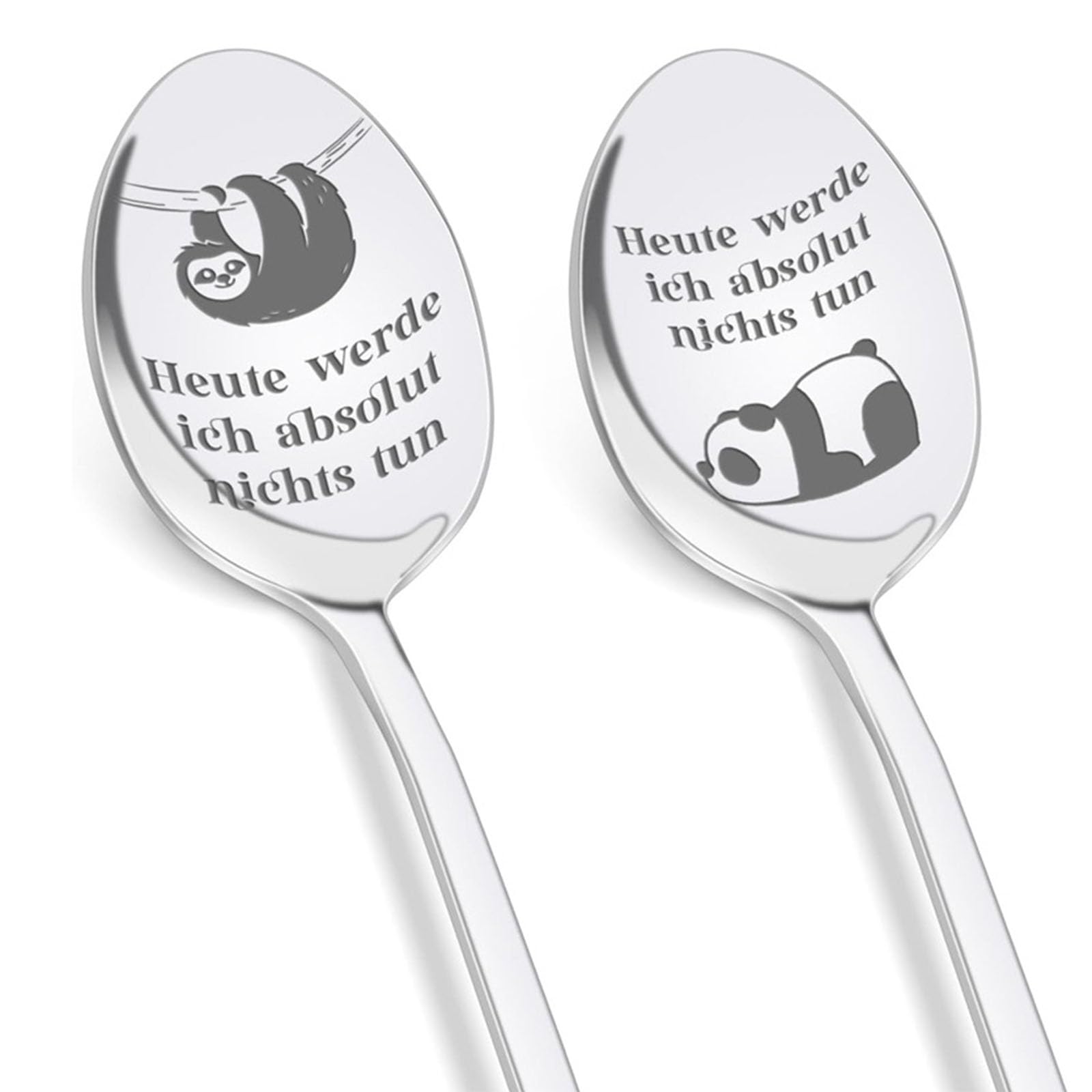 2 cucchiaini da caffè con incisione. Oggi non farò assolutamente nulla, in acciaio inox, regalo di pensionato, regalo per uomo e donna, per donna, papà, mamma, nonno, nonno