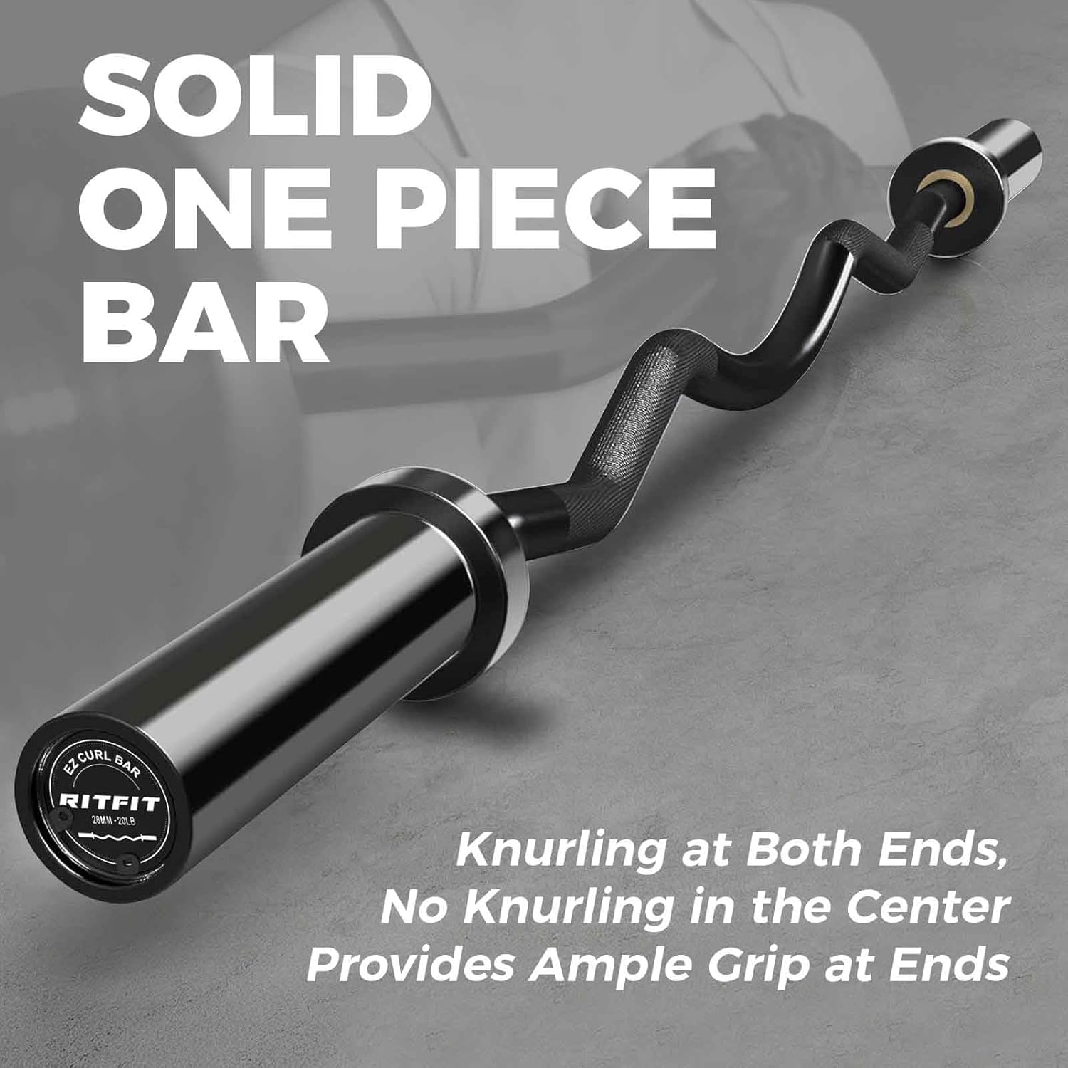 RitFit 2 Inch EZ Curl Bar with Weights, 350LBS Capacity Olympic Barbell for Bicep & Triceps, Home Gym Strength Training