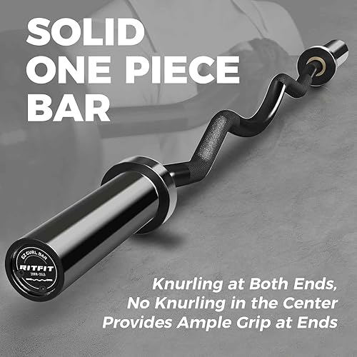 Miniatura 6 de RitFit Barra de rizo EZ de 2 pulgadas con pesas, barra olímpica de capacidad de 350 libras para bíceps y tríceps, entrenamiento de fuerza de