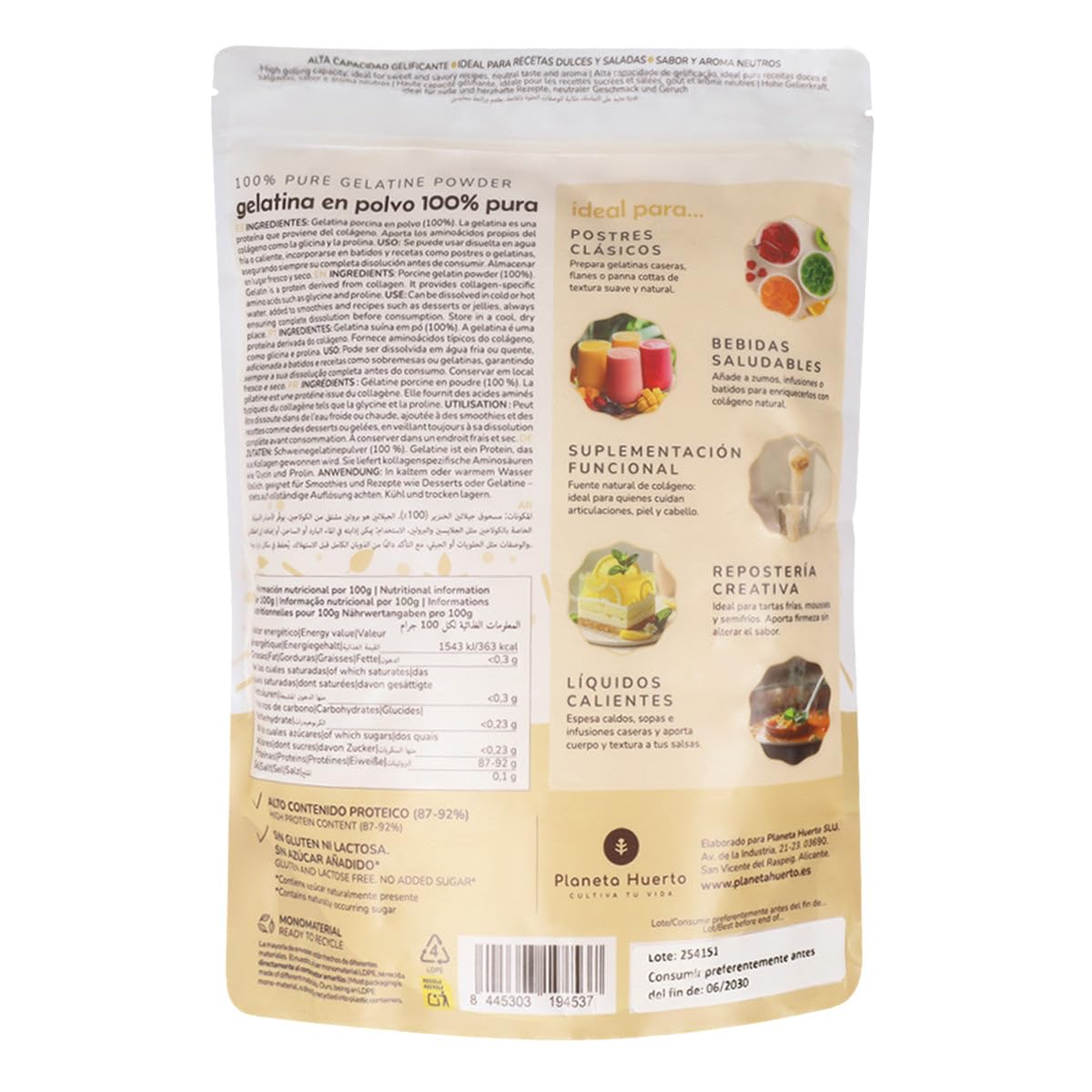Gélatine granulée de qualité professionnelle, saveur neutre - 1kg